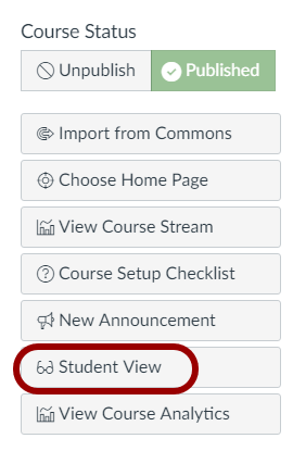 student view tab in menu